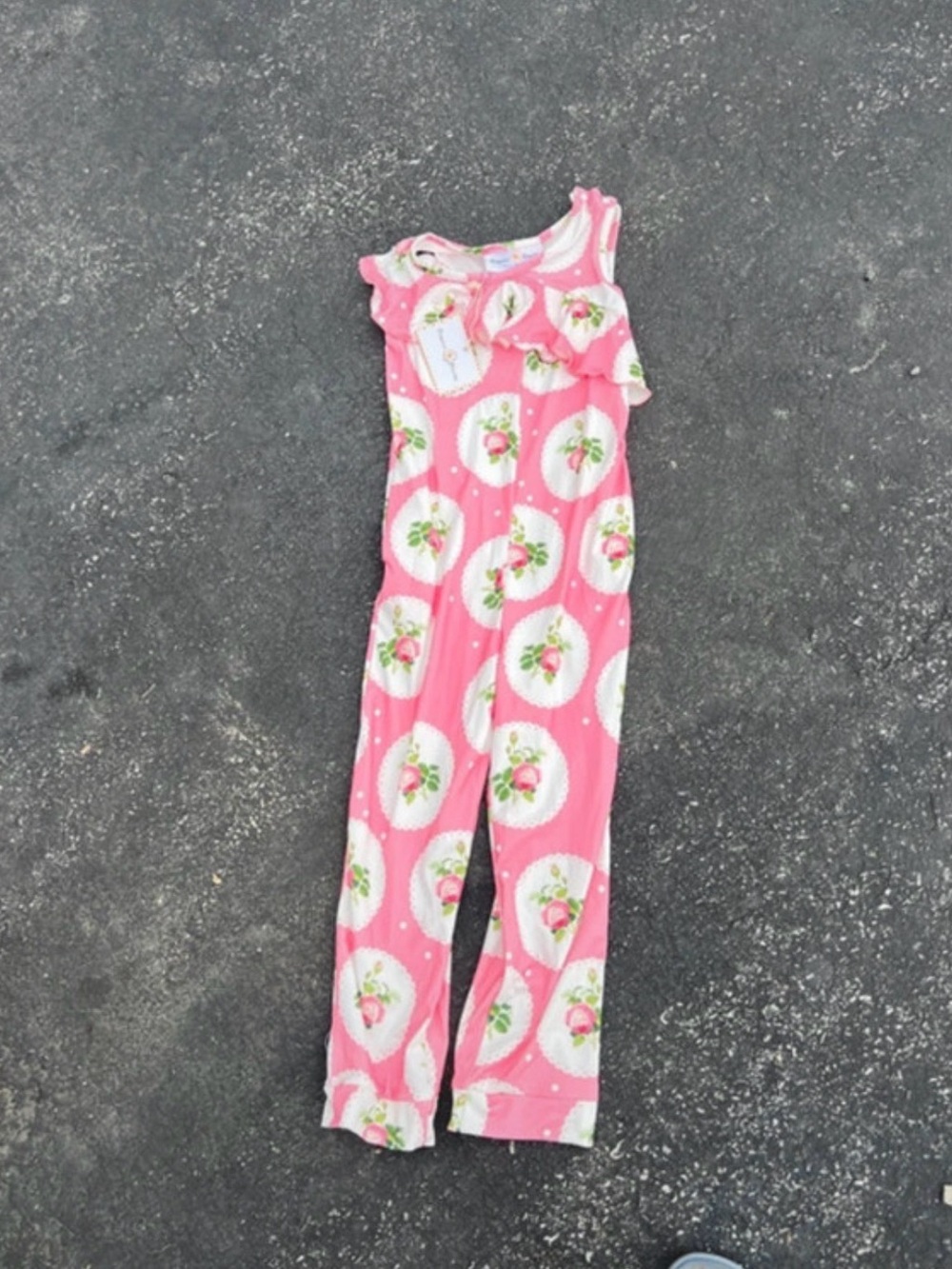 Pink Floral Ruffle-Top Girls Jumpsuit